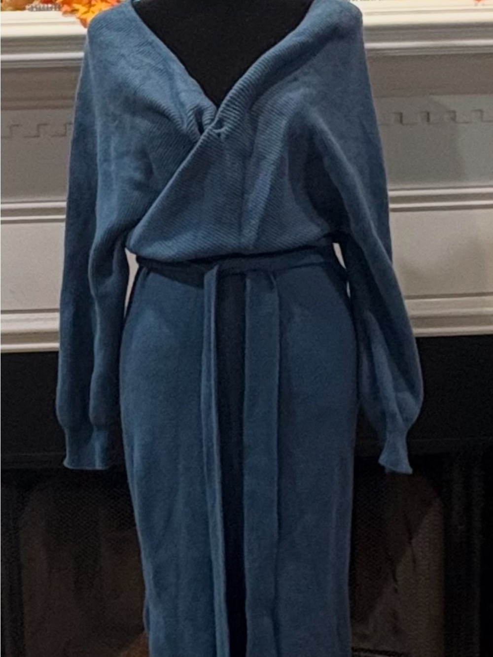 Fashion Nova Teal Wrap Belted Trench Coat